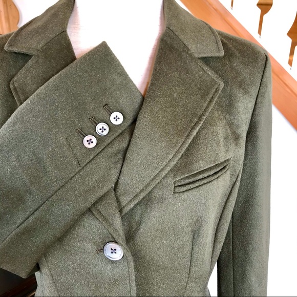 ❌SOLD Wool & Angora Army Green 3 Button Blazer - Picture 2 of 4